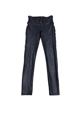NWOT Spanx Women's Faux Leather Black Shiny Leggings High-Rise, Size M